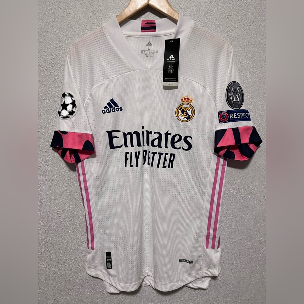 Adidas Real Madrid 20/21 Men's Authentic Home Jersey White Pink Size L NWT